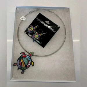 Sea Turtle Art Deco Necklace and Earrings from Vero Beach nautical New